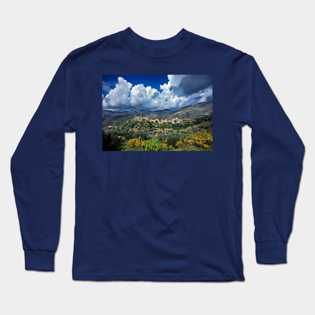 The Towerhouses of Vathia - Mani, Greece Long Sleeve T-Shirt by Cretense72